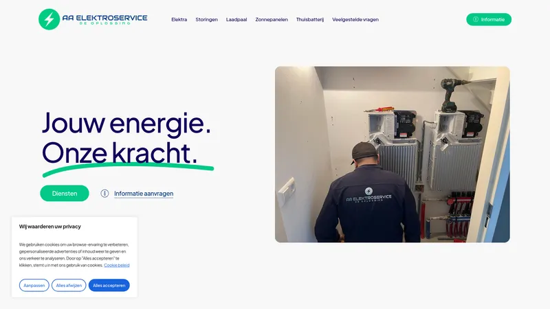 Website van AA Elektroservice Nijmegen