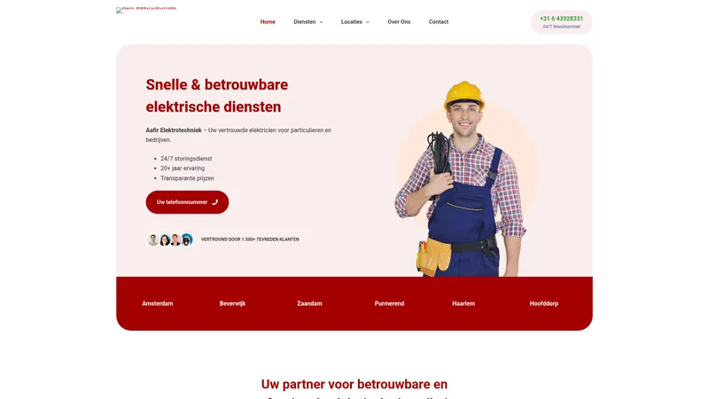 Website van Aafir Elektrotechniek B.V.