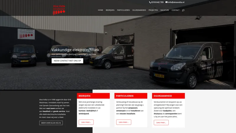 Website van Alva Volta Electrotechniek