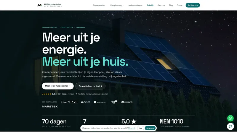 Website van AM Elektrotechniek