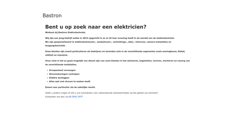 Website van Bastron B.V.