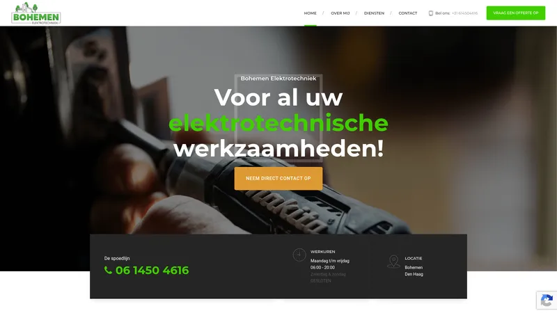 Website van Bohemen Elektrotechniek