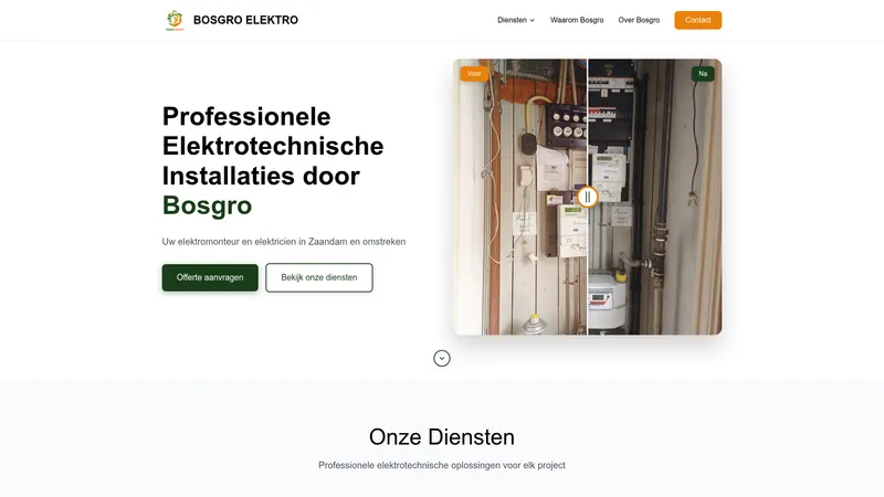Website van Bosgro Elektro