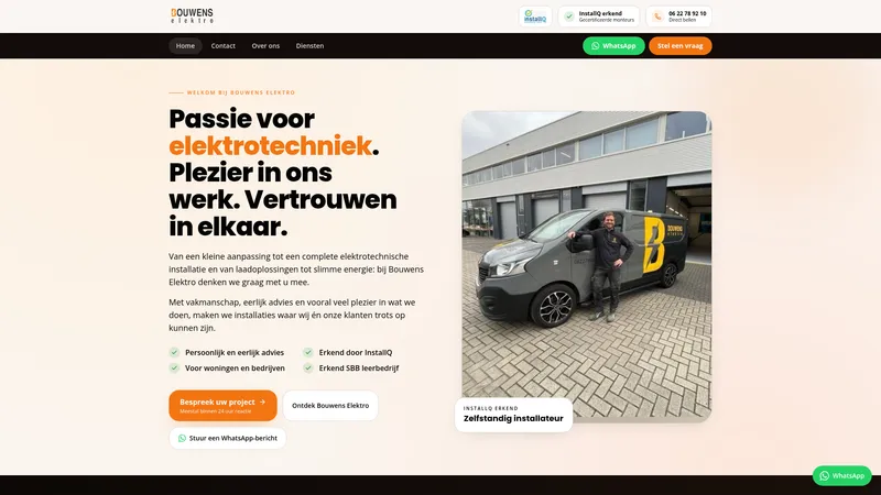 Website van Bouwens Elektro