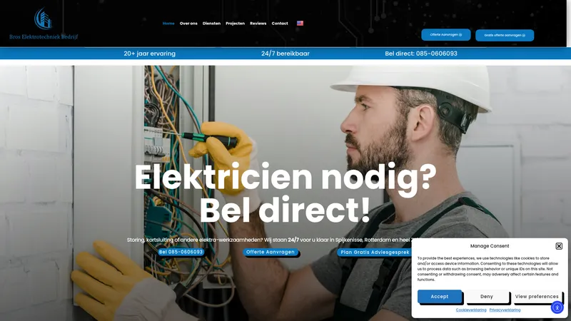 Website van Bros Elektrotechniek Bedrijf