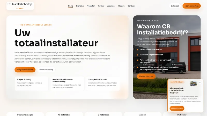 Website van CB Installatiebedrijf Lemmer