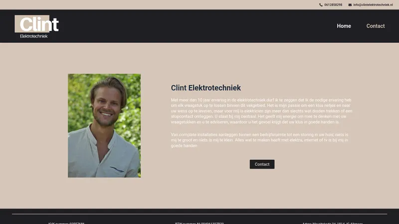 Website van Clint Elektrotechniek