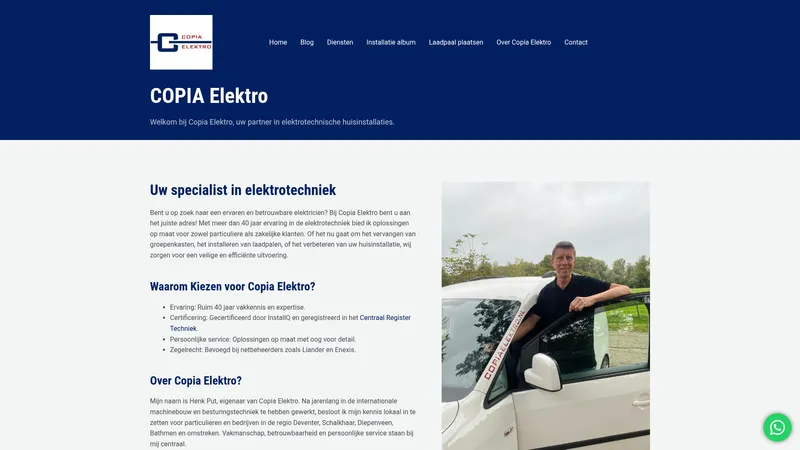Website van Copia Elektro