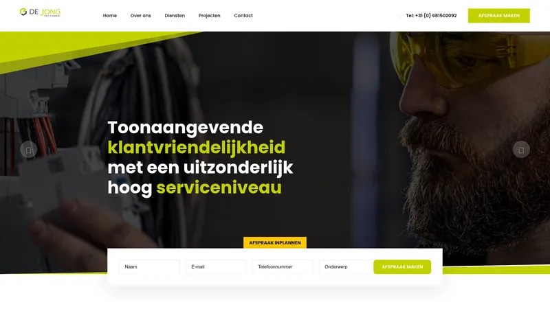 Website van D de Jong Techniek