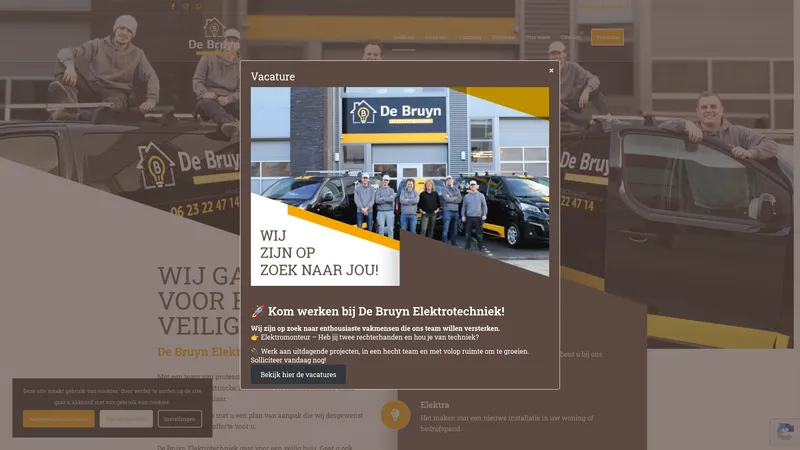 Website van De Bruyn Elektrotechniek