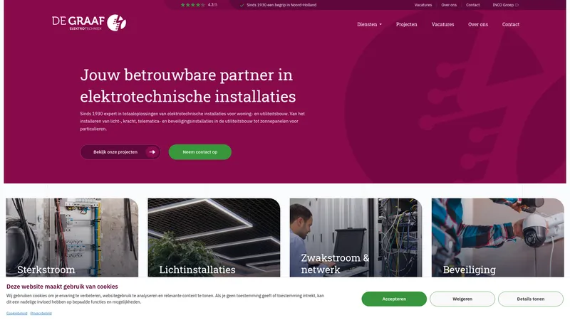 Website van De Graaf Elektrotechniek
