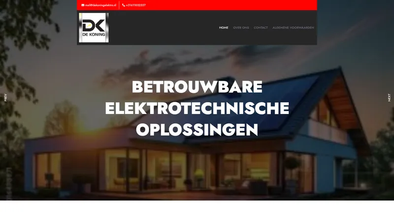 Website van De Koning Elektro Installaties
