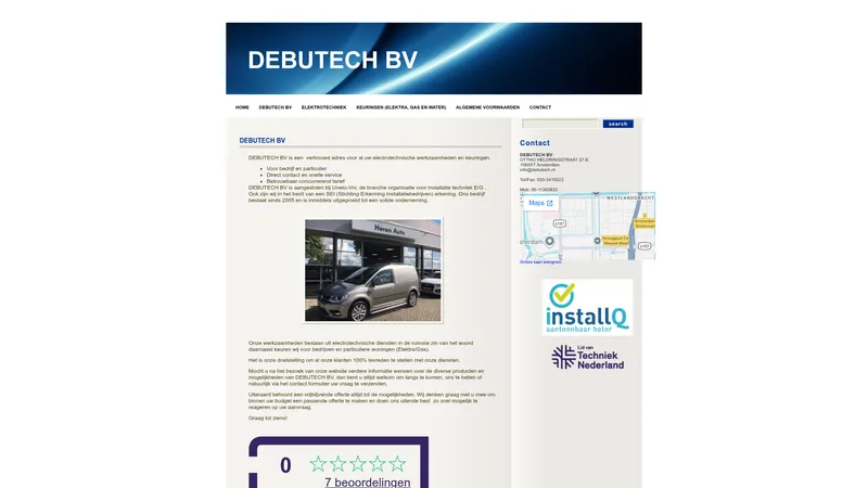 Website van Debutech B.V.