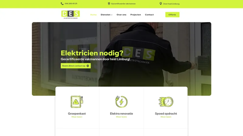 Website van DES elektrotechniek | Elektricien, Aardpen, Verlichting & Laadpalen