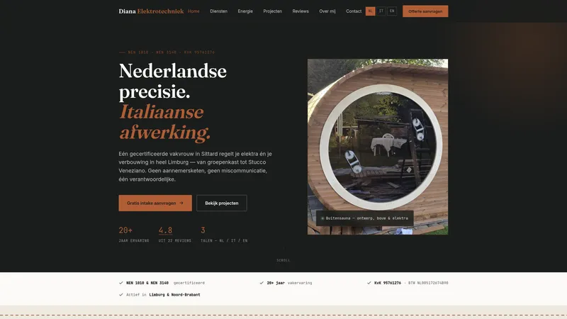 Website van Diana Elektrotechniek