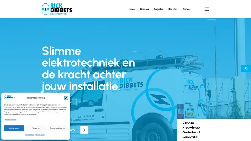 Website van Dibbets Elektrotechniek