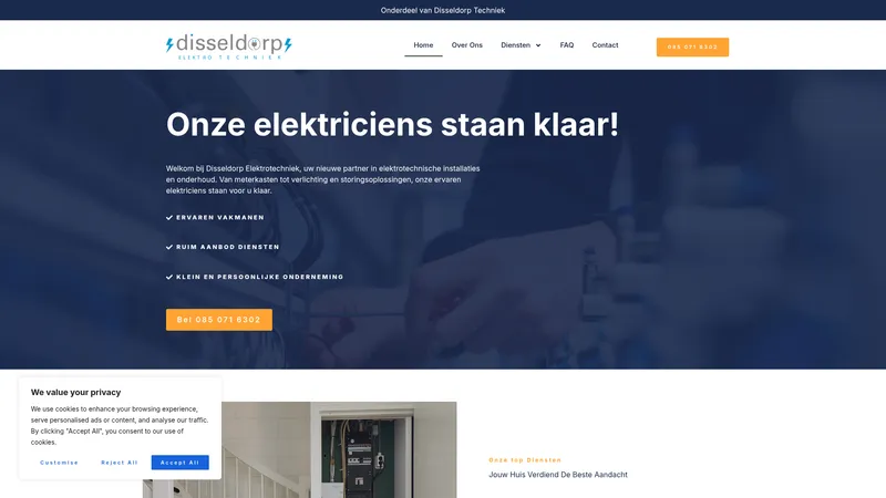 Website van Disseldorp Elektrotechniek