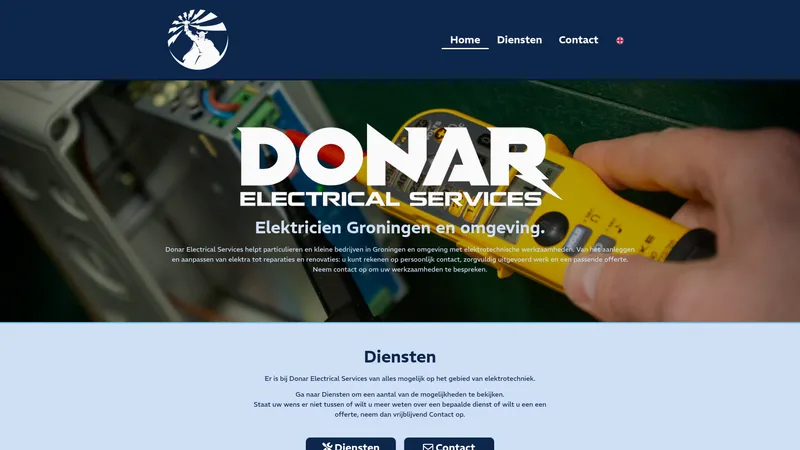 Website van Donar Electrical Services