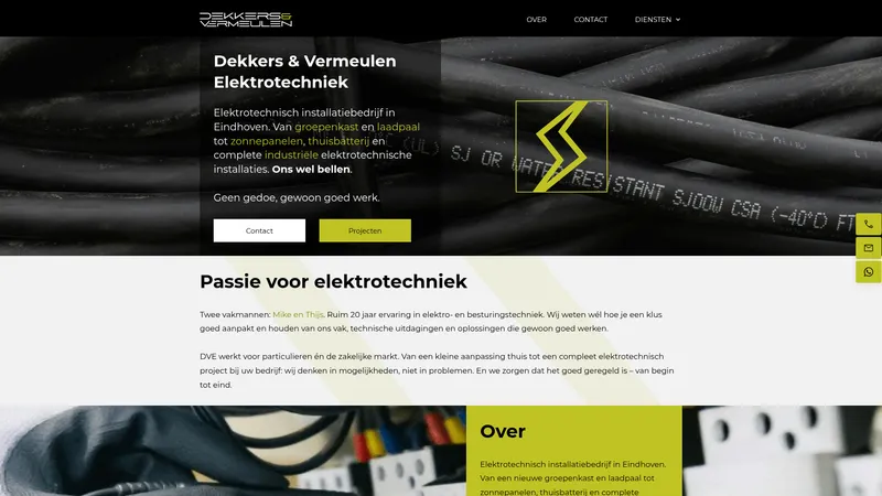 Website van DVE Elektrotechniek