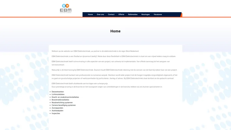 Website van E.B.M. Elektrotechniek