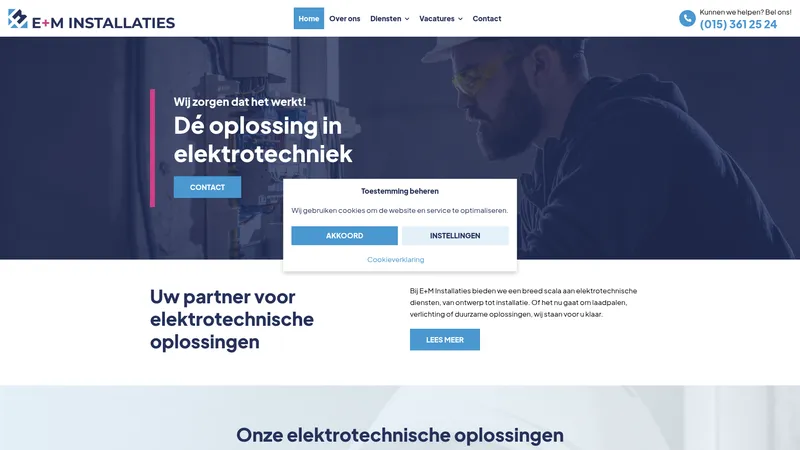 Website van E+M Installaties
