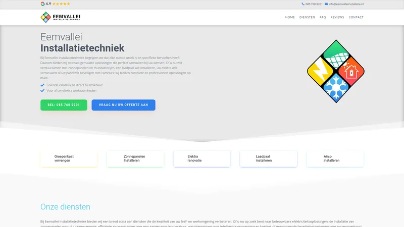 Website van Eemvallei Installatietechniek