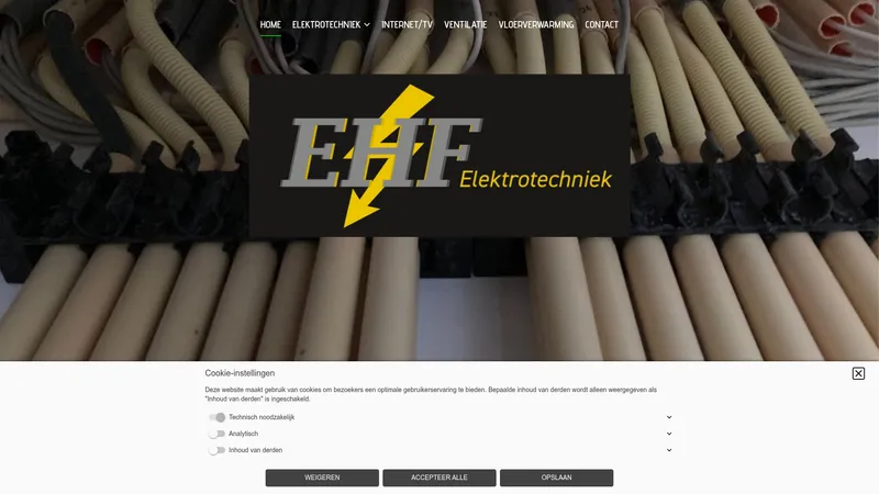 Website van EHF Elektrotechniek