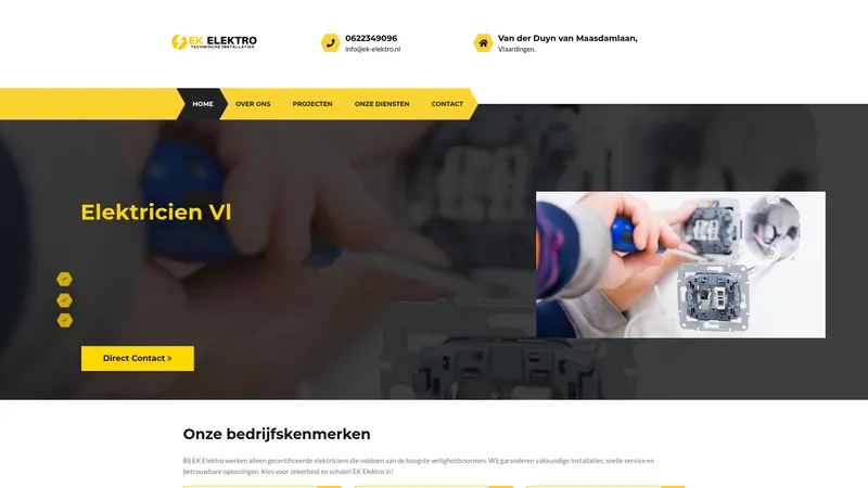 Website van EK Elektro - Renovatie - Reparatie - 24/7 Storing - Laadpalen