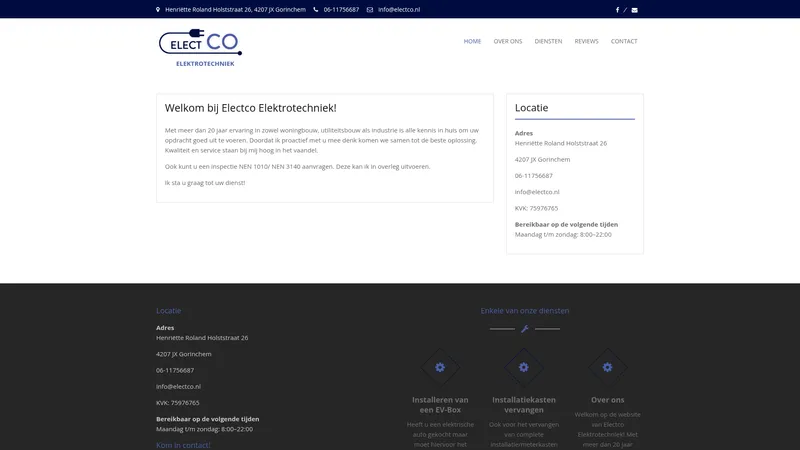 Website van electco electrotechniek