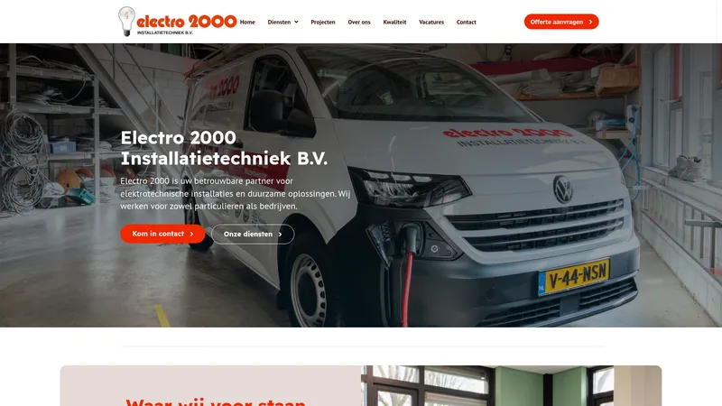 Website van Electro 2000 Installatietechniek B.V.