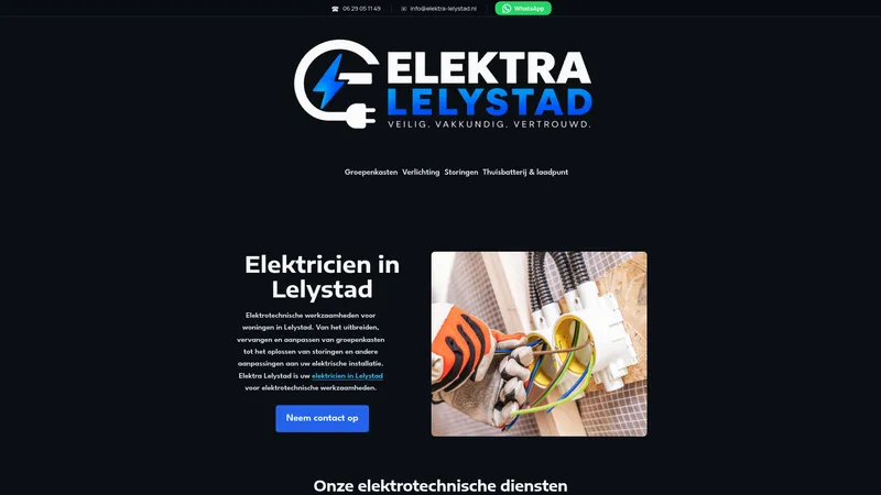 Website van Elektra Lelystad