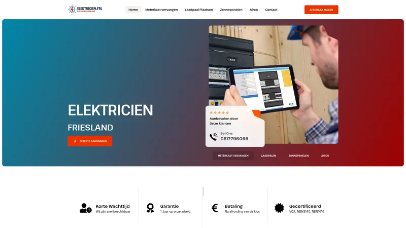 Website van Elektricien.FRL - Elektricien Friesland