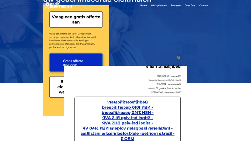 Website van elektricien leiden Drixes Elektricien