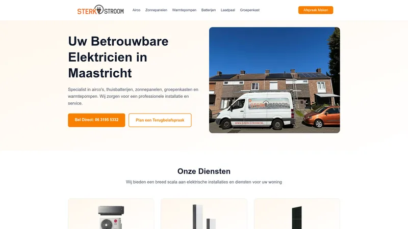 Website van Elektricien Maastricht | Sterkstroom B.V.