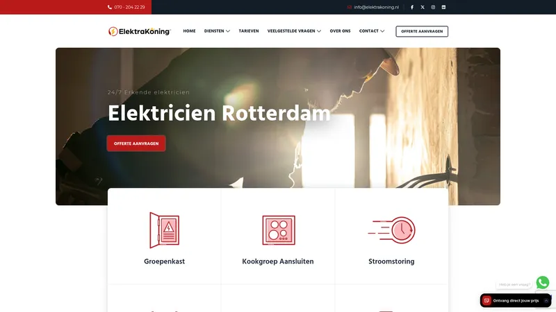 Website van Elektricien Rotterdam - Elektra Koning ⚡