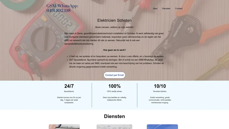 Website van Elektricien Schoten