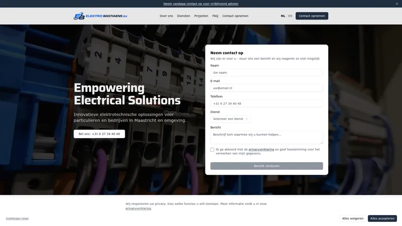 Website van Elektro Bastiaens B.V.