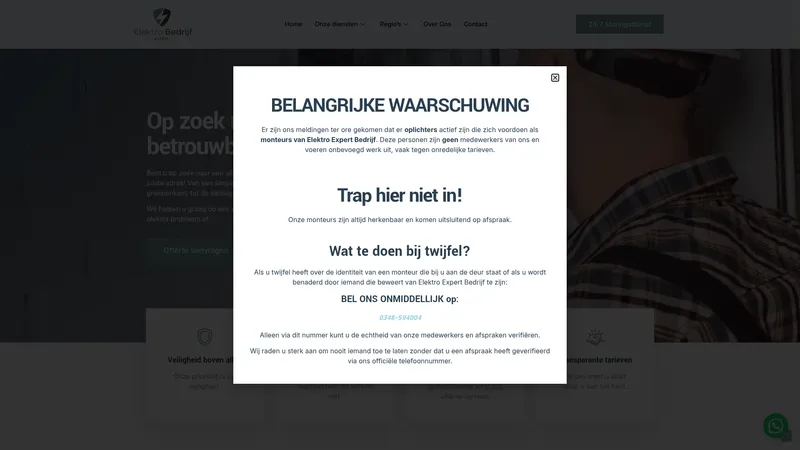 Website van Elektro Bedrijf Expert