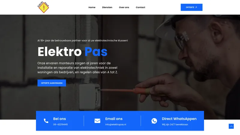 Website van Elektro Pas