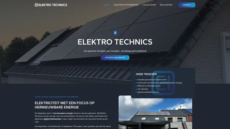 Website van Elektro Technics