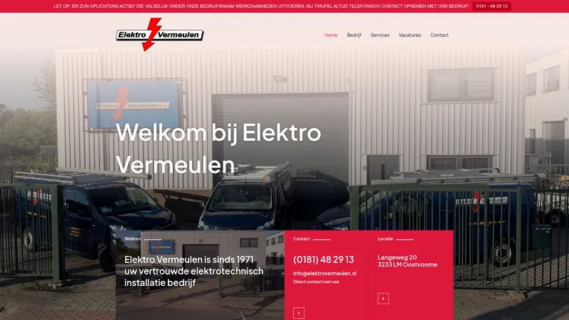 Website van Elektro Vermeulen B.V.