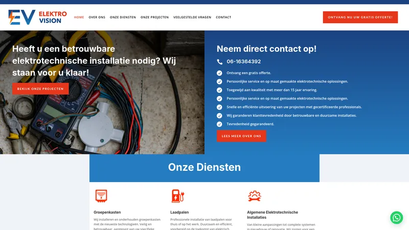 Website van Elektro Vision