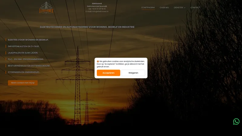 Website van ElektroneX B.V.