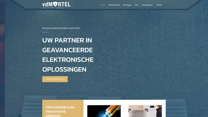Website van Elektrotechniek v.d. Mortel | Hét installatiebedrijf op het gebied van elektrotechniek, beveiliging en telecommunicatie
