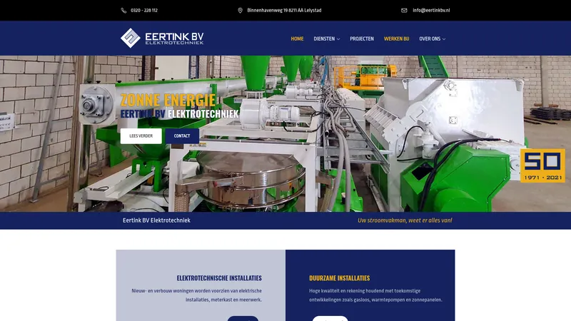 Website van Elektrotechnisch installatiebedrijf Eertink BV
