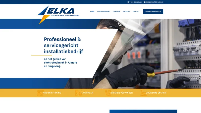 Website van ELKA Elektrotechniek Airconditioning
