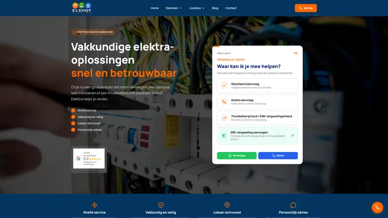 Website van Elshof Elektra
