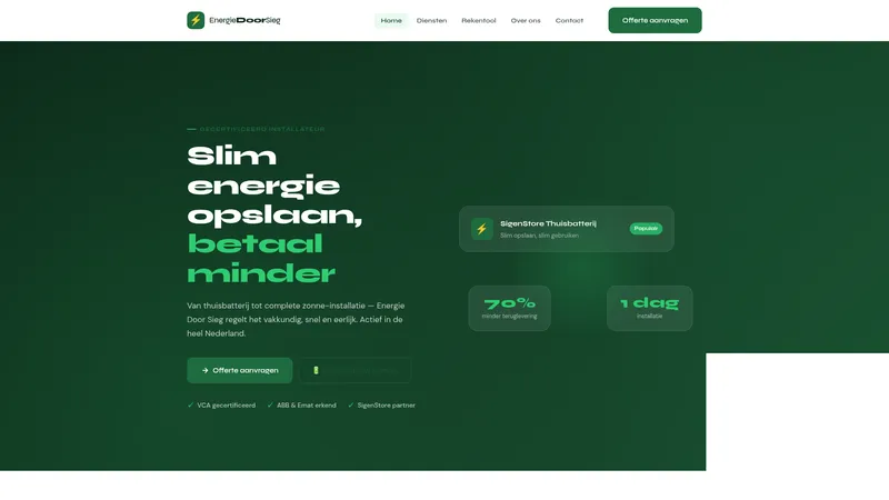 Website van Energie door Sieg