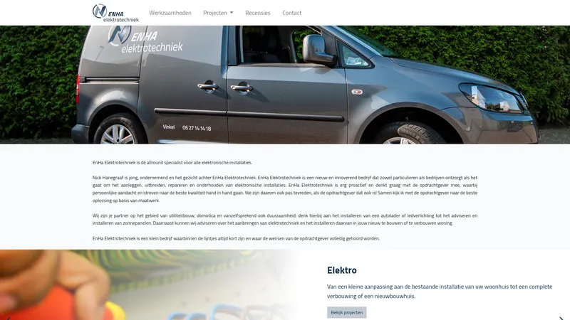 Website van ENHA Elektrotechniek