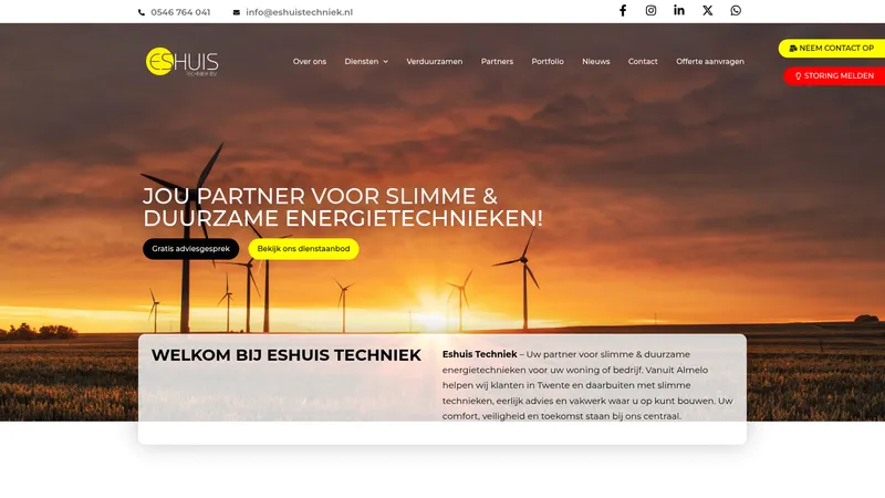Website van Eshuis Techniek B.V.